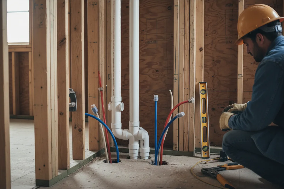 Drain and supply rough-in during Drain Cleaning in Madison
